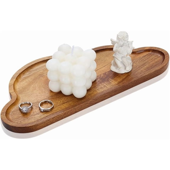 1 pc Wood Serving Trays Cloud Shape Tan 290x130x15.5mm for Craft Accessories