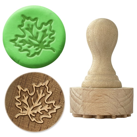 1 pc Wooden Stamps for DIY Scrapbooking White Maple Leaf 43x27mm