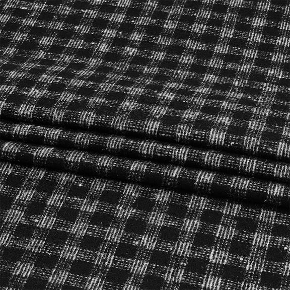 1 pc Woolen & Fibre Fabric for Clothing Accessories Tartan Pattern Black 1000x1500x0.8mm