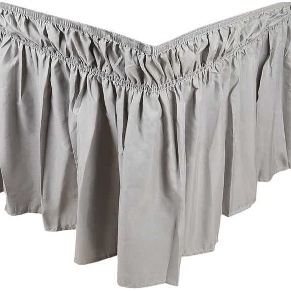 1 pc Wrap Around Bed Skirts for Queen Beds 19" Drop Bedding Queen Elastic Bed Ruffle Adjustable Easy Fit Wrinkle & Fade Resistant Machine Washable for Queen King C-King Size Beds Silver Grey