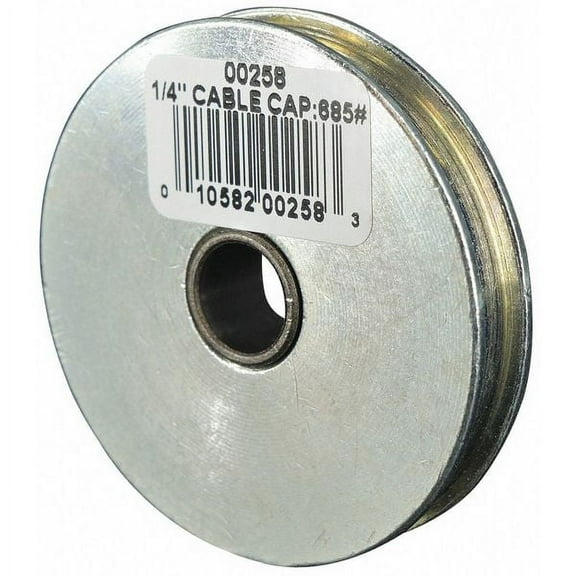 1 pc, Zoro Select Sheave, Wire Rope, 1/4 in Max Cable Size, 685 lb Max Load, Zinc Plated