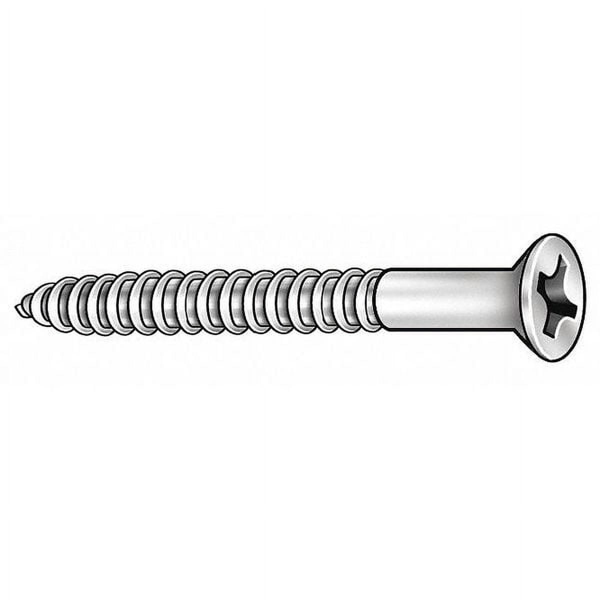 1 pc, Zoro Select Wood Screw, #4, 1-1/4 in, Zinc Plated Steel Flat Head Phillips Drive, 100 PK