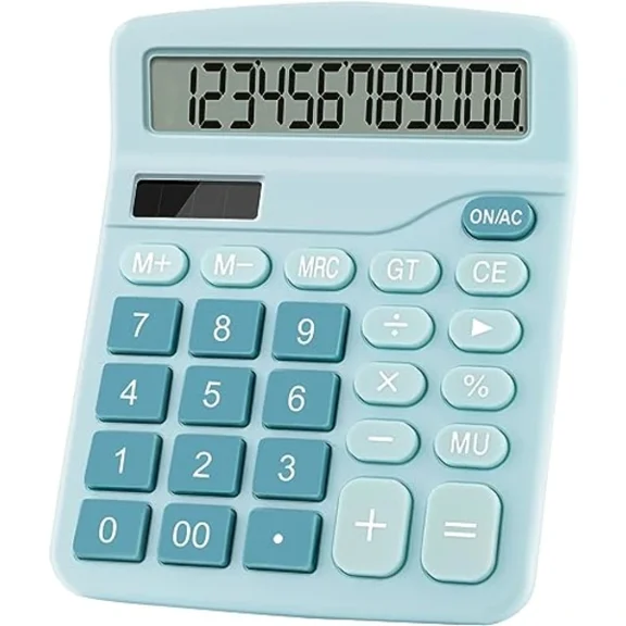 1 pc large 12-digit dual-powered basic desktop calculator, solar a