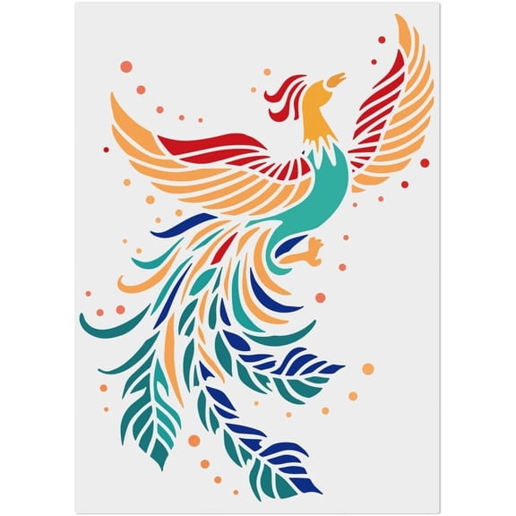 1 pc oenix Stencils 29.7x21cm Firebird Painting Stencil Flying oenix Stencil Mythical oenix Reusable Drawing Template for Painting on Wood Floor Wall Fabric