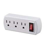 1 pc of 3-Prong Wall Tap Grounded Triple Plug Outlet Adapter Power Splitter with On/Off Switch UL Listed