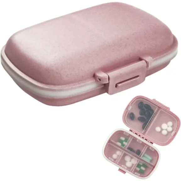 1 pc resettable pill organizer, 8 compartments, small portable pill