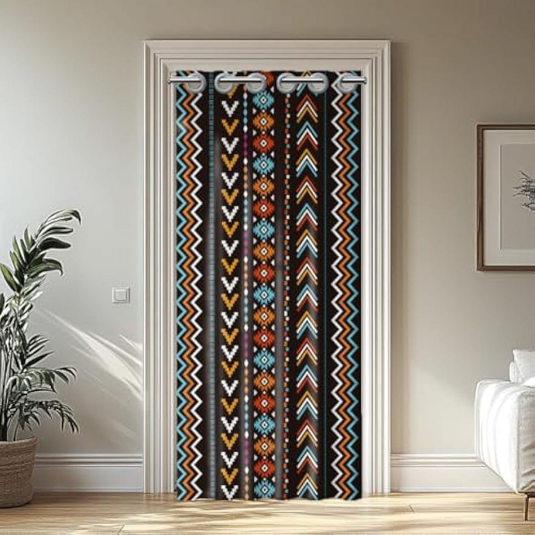 1 pc style Polyester Door Curtain with Plastic Ring Colorful Stripe 2000x1000mm