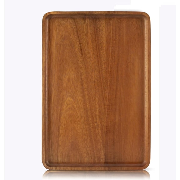 1 pcs 13"x 9" Solid Acacia Wood Serving Tray Rectangular Wooden Serving Platter Natural Wooden Board for Bar Coffee Party