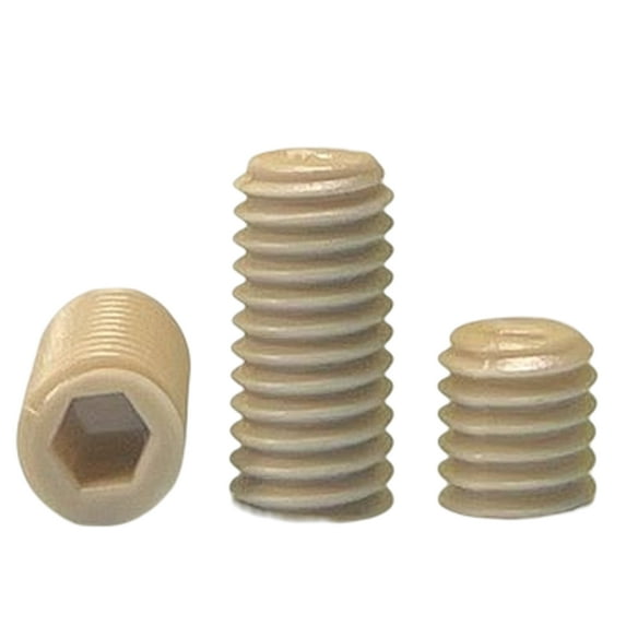 1 pcs Beige Beige Nylon Hexagon Socket Headless Rice Screws M6x7mm