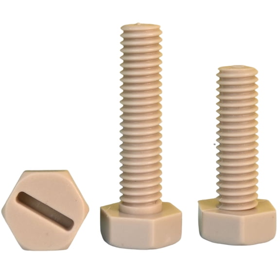 1 pcs Beige Nylon slotted external hexagon bolts M6x17mm.