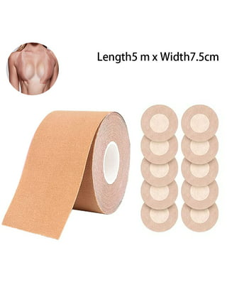 EMOET Transparent Breast Lift Tape and 10 Pcs Lace Petal Backless Nipple  Cover Set,Fashion Medical Athletic Body Boop Push Up bob Tape Invisible  boobtape Bra for Big Breas and Women Dresses or