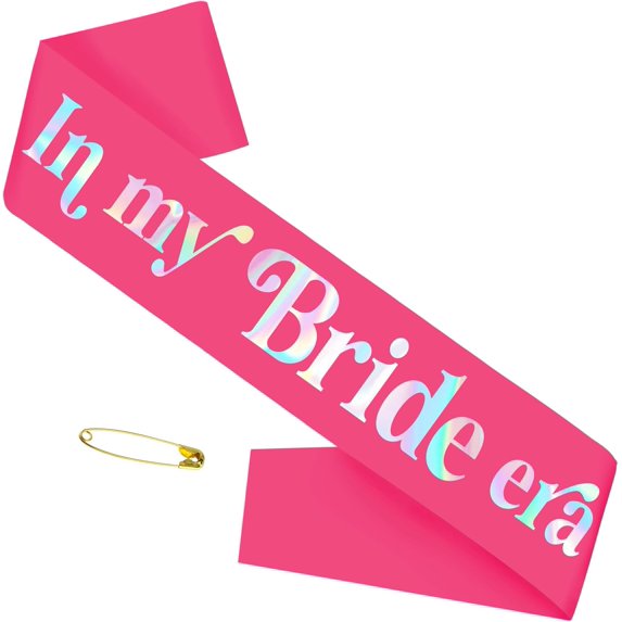 1 pcs In my Bride era Bachelorette Sash with Iridescent Foil, Funny Bride to Be Sash for Bachelorette Party Bridal Shower Engagement Wedding Decorations Favors Accessories(Hot Pink + Iridescent)