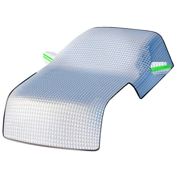 1 pcs Car Half Car Cover Sunshade, Windshield Hood Front Window All-Season Protection Waterproof Dustproof Frostproof Car Cloth, Outdoor Foldable Protective Cover, Universal for Cars (Silver)