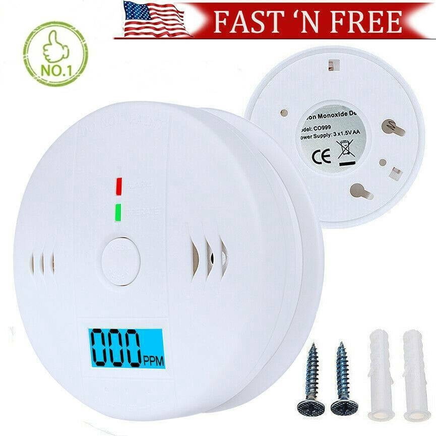 1 pcs Carbon Monoxide Detector CO Alarm Monitor, 85dB Loud Sound Warning Low Battery Alert Test Button for Home Hotel Office Warehouse Indoor Use, White (Battery Not Included)