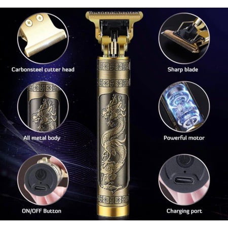 1 pcs Cordless Hair Clippers for Men, Zero Gap Trimmer with T Blade, Professional Beard Trimmer for Barbers, USB Rechargeable, Includes 4 Guide Combs for Custom Lengths