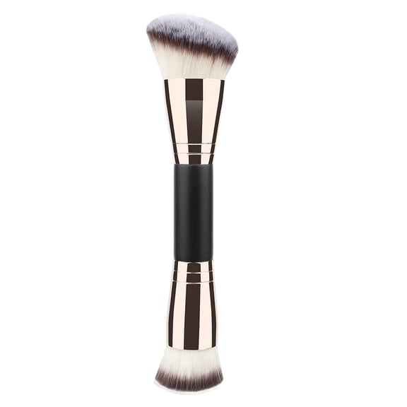 1 pcs Dual Ended Foundation & Contour Makeup Brush, Large Double Head Face Brush, Soft Synthetic Bristles for Liquid Cream Powder Blush Bronzer