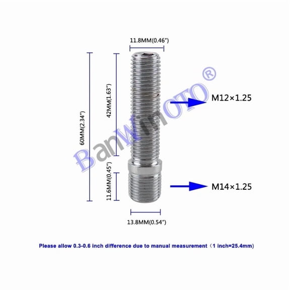 1 pcs Extended Wheel Studs Conversion Tall Lug Bolts Screw Adapter Kit (M12x1.25,M12x1.5,M14x1.25,M14x1.5)