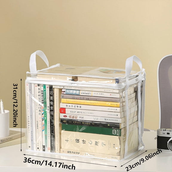 1 pcs Foldable book box student dormitory classroom book organizer transparent waterproof household book organizing storage box