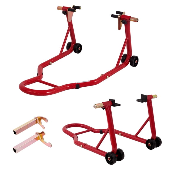 1 pcs Heavy Duty Motorcycle Stand 850LBS Red Adjustable Swingarm Spool