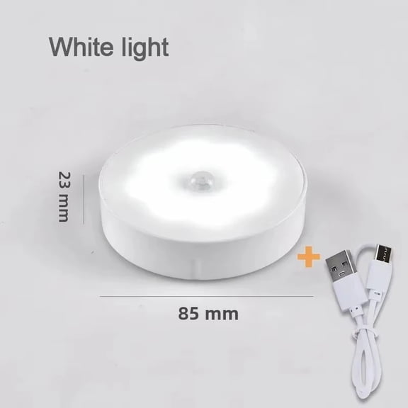 1 pcs Magnetic LED Motion Sensor Night Light - USB Rechargeable with On/Off Switch, Portable Battery-Powered Closet Light for Kitchen, Bedroom & Under Cabinet