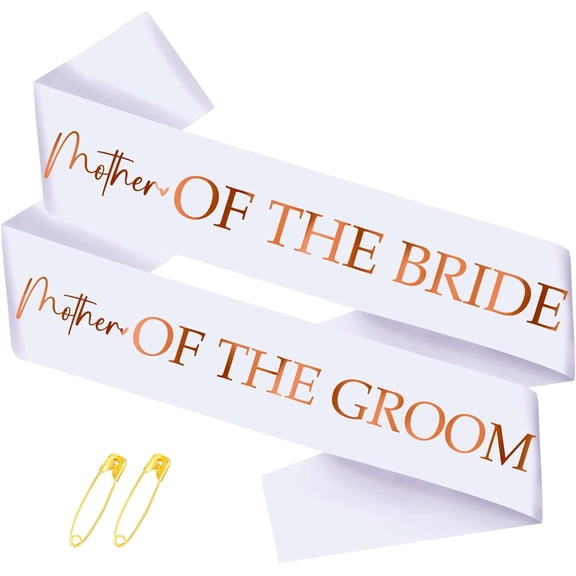 1 pcs Mother of the Bride and Groom Sashes with Rose Gold Foil, White Bachelorette Party Sash for Bridal Shower Engagement Supplies Gifts Wedding Accessories