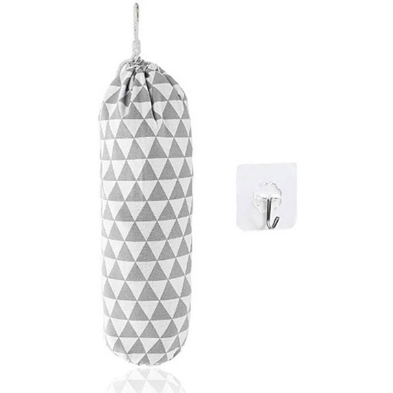 1 pcs Plastic Bag Holder Home Cotton And Hemp Material Free Adjustment With Drawstring Kitchen Shopping Bags Carrier