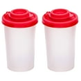 thumbnail image 1 of 1 pcs Salt and Pepper Shakers Moisture Proof Large Salt Shaker to go Camping Picnic Outdoors Kitchen Lunch Boxes Travel Spice Set Clear with Red Covers Lids Plastic Airtight Dispenser, 1 of 3