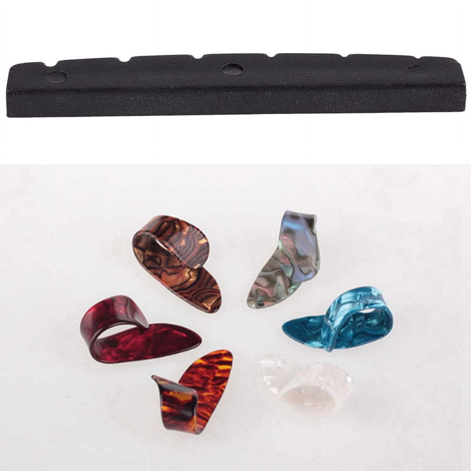 1 pcs Self-Lubricating Slotted Nut \u0026 4 Pieces Thumb Finger Guitar Pick Celluloid Mediator Thumbpick