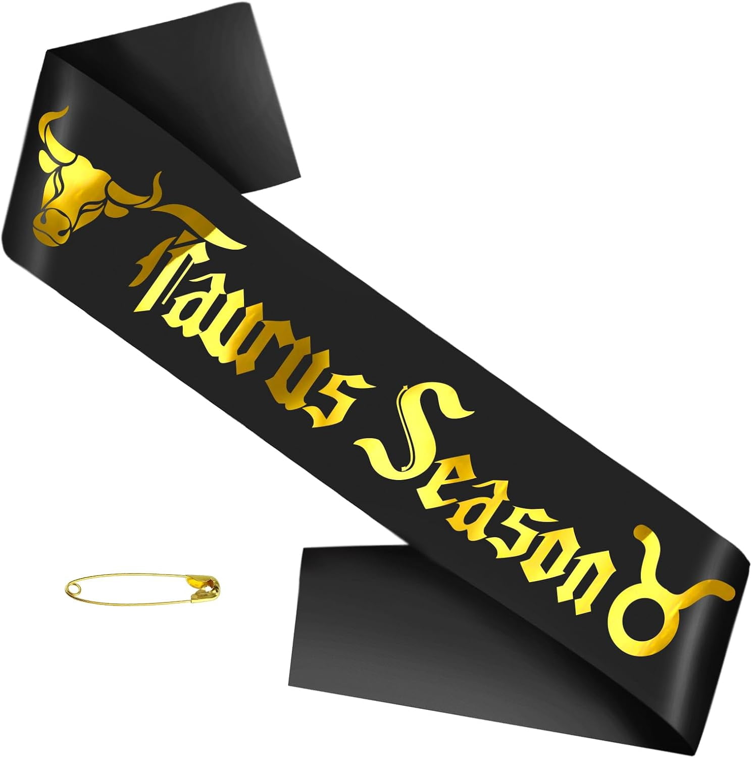 1 pcs Taurus Season Sash with Gold Foil, Black Zodiac Taurus Birthday ...