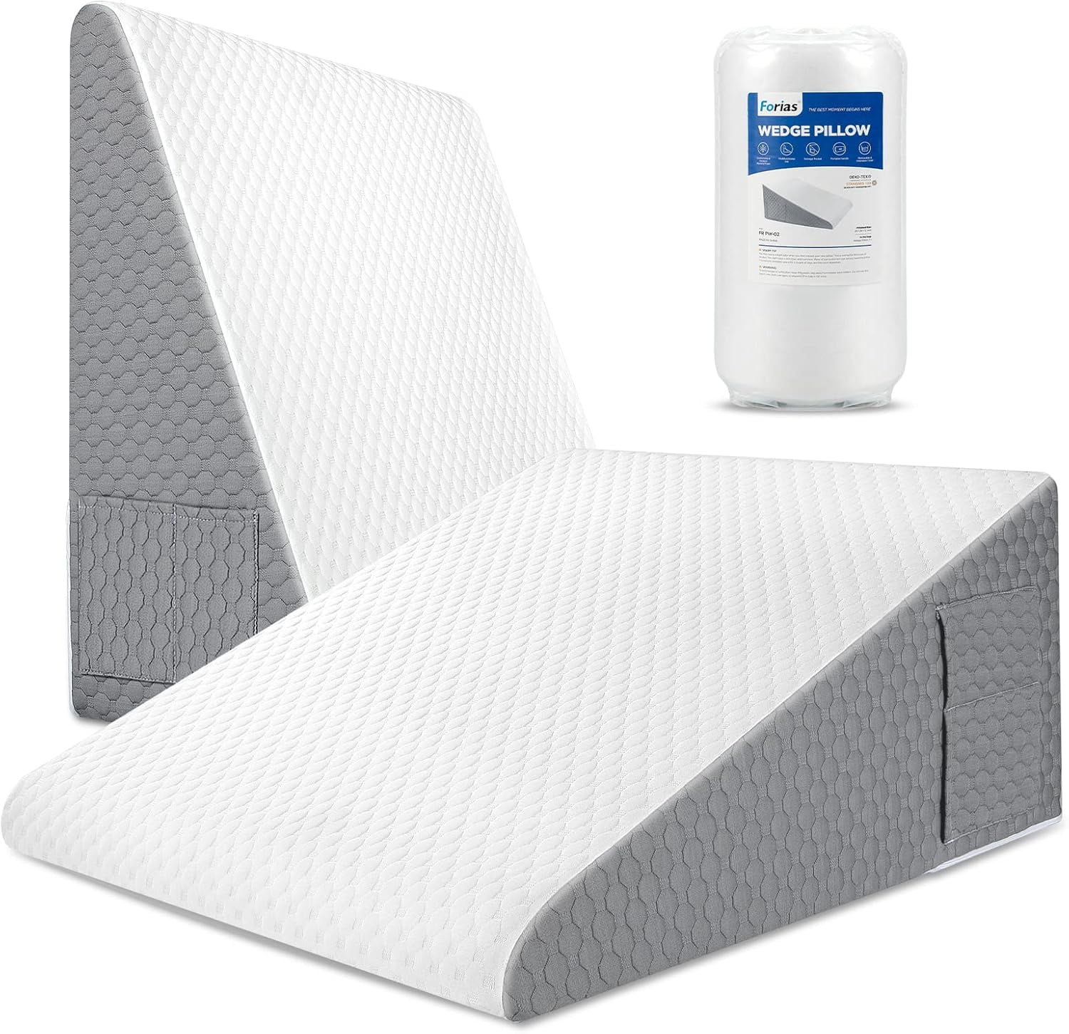 1 pcs Wedge Pillow for Sleeping  Bed Wedge Pillow for After Surgery Triangle Pillow Wedge for Acid RefluxGerd Snoring Post Surgery Leg Back Pain Relief - Soft Memory Foam Top & Washable Cover