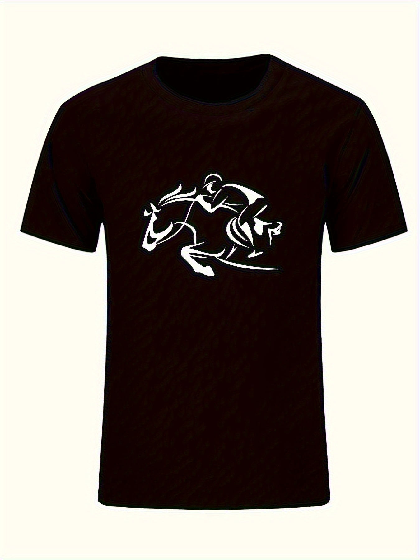 1 piece, 100 cotton Tshirt, Horse Rider Silhouette printed round neck