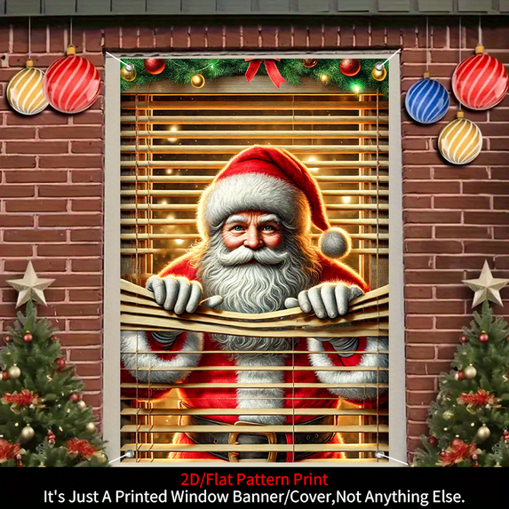 1 piece, 2D flat banner, Christmas Santa Claus pattern curtain decoration, door and window decoration banner, festival party supplies, home decoration, suitable for indoor and outdoor party decoratio