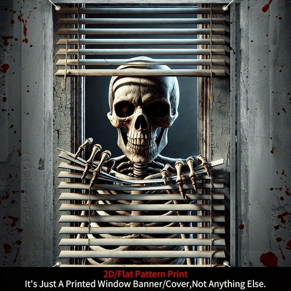 1 piece, 2D flat banner, Halloween horror skull curtain decoration, ghostly pattern door and window decoration banner, Halloween party supplies, home decoration, suitable for indoor and outdoor party