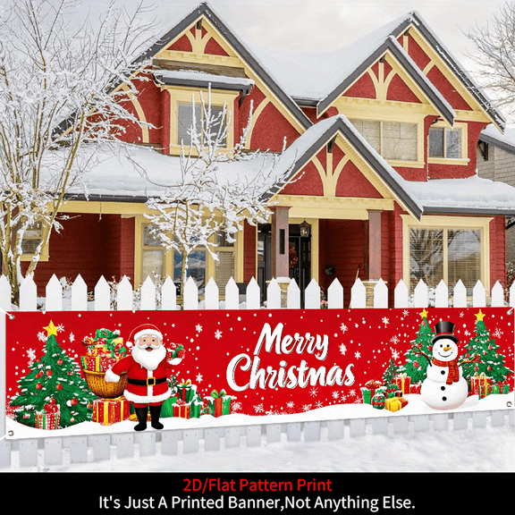 1 piece, 2D flat design Christmas wall banner, very suitable for garden, house, fence, garage decoration, wall decoration, courtyard sign, party decoration, home decoration wall decoration, festival