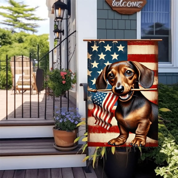 1 piece, 2D flat double-sided American Independence Day holiday decoration garden flag - courtyard sign, flag banner, perfect for courtyard, lawn and outdoor decoration, garden decoration, party deco