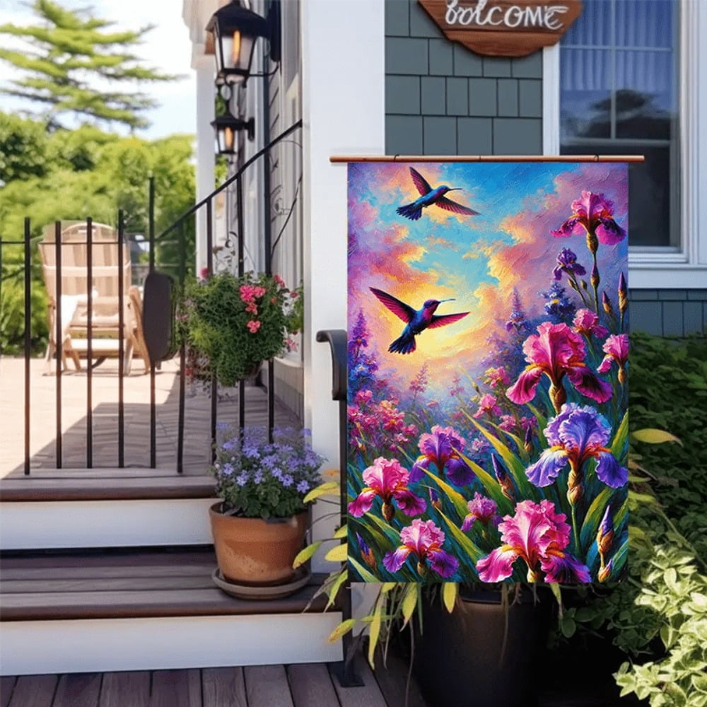 1 piece, 2D flat double-sided nature-themed garden flag - courtyard ...