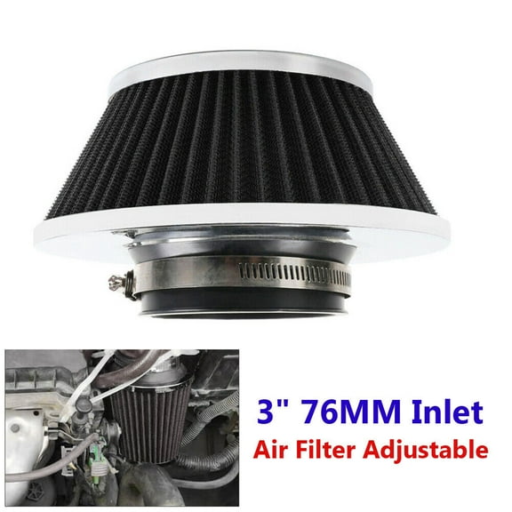 1-piece 3-inch 76mm imported cold air intake cone car air filter high-perfor for MAN ce black-