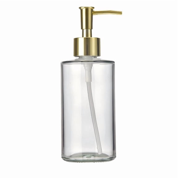 1 piece of 320ml gold-top cylindrical glass dispensing bottle | Shampoo and shower gel storage bottle | Facial cleanser foaming bottle | Leak-proof design | Home essentials