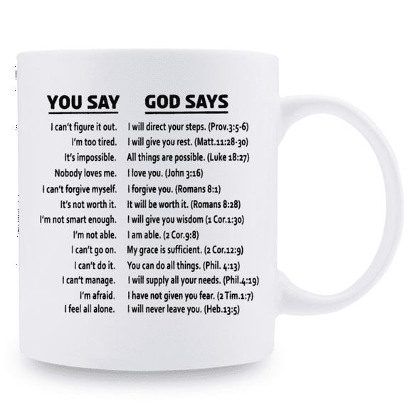 1 piece, 3A grade, YOU SAY GOD SAYS mug, 11 oz ceramic water cup, gift coffee cup, decorative cup, ideal birthday and holiday gift, perfect for office/family life/party gift/wedding gift
