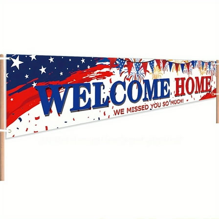 1 piece 78.8x 17.8inch Welcome Home We Miss You So Much Outdoor Party Banner, Durable Yard Sign for Celebrations, Birthday Wedding Graduation Holiday Decoration.