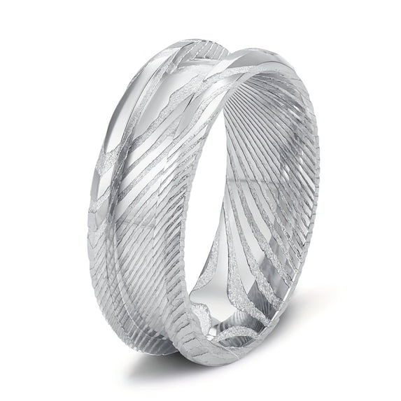 1 piece 8mm jewelry high quality Damascus whiskey barrel ring, men's Damascus steel and wood ring, boyfriend's unique engagement Christmas gift Damascus steel content >60%,Silver,7
