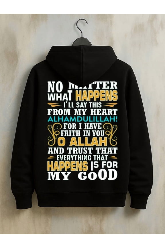 1 piece Christianity hoodies sweatshirts men's regular fit black Graphic & Letter Print Hoodie, Casual Pocket Long Sleeve Drawstring Hoodies Sweatshirt Solid Color Design Long Sleeve Casual Hooded Sw