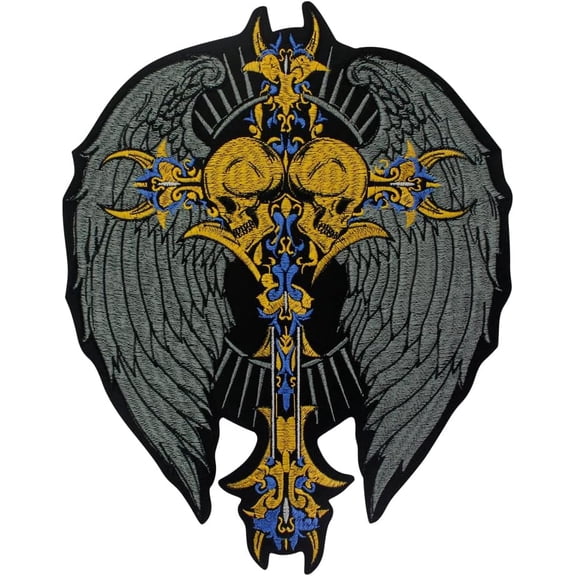 1 piece Cross Wings Patches Embroidered Applique Iron on Fashion Badges Patches for Jacket Men Tshirt Decorated