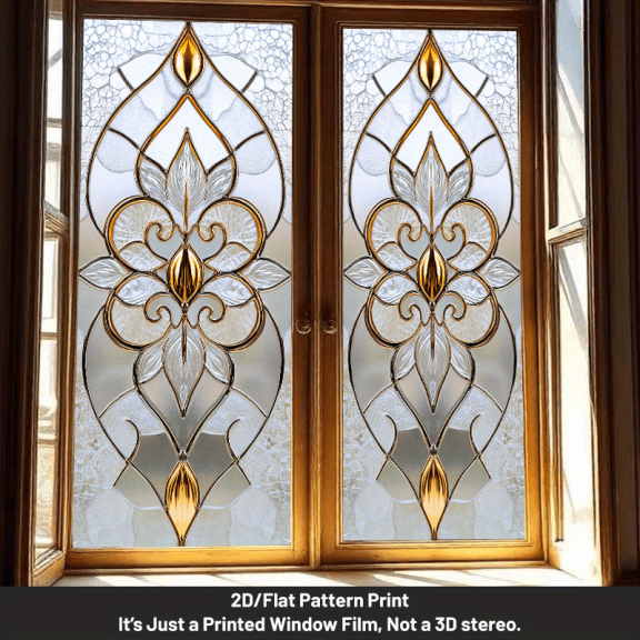 1 piece, European-style decorative window film and window sticker, 2D flat retro court pattern window sticker, PVC electrostatic adsorption decorative window film, home decoration window and door dec
