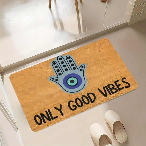 -1 piece of Evil Eye Home Decor Flannel Doormat, non-slip, quick-drying, machine washable, suitable for outdoor porches, kitchens, living rooms, bathrooms or office dcor.