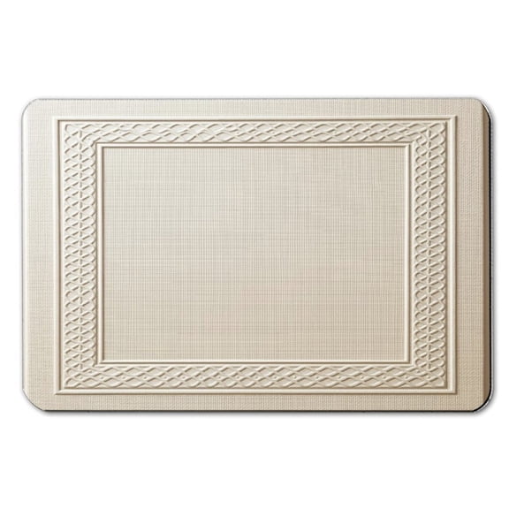 1-piece Floor Mat Cream Embossed Interlace Woven Border Tile EXCELLENT STAIN RESISTANCE & DURABILITY