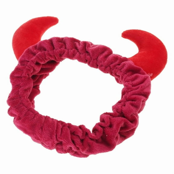 (1 piece) Horn plush wash face and hair band-wine red
