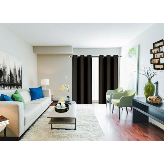 1 piece K68 black blackout unlined heavy thick 2 layered thermal panel window curtain grommets treatment 37" wide X 84" length