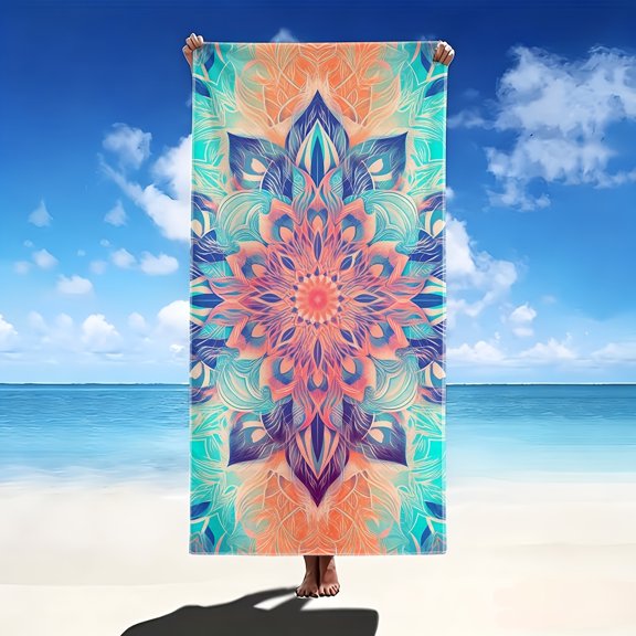 1 piece, Magic Mantuo Grid Soft Sand Towel, Magic Mantuo Printed, Used in the sea, Sea Vacation, Pool Break, Picnic, Spring, Sea Walking
