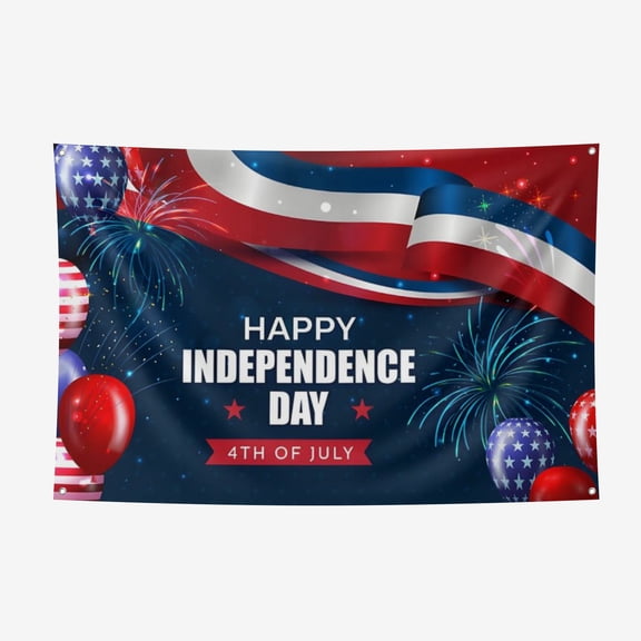 July 4th Thickened Polyester Background Cloth - Heat Transfer Printing HD non-Fading Indoor And Outdoor Wear-Resistant Decorative Cloth 3.6*5.9FT/110*180CM